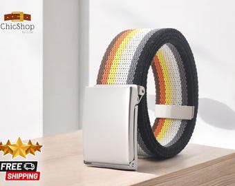 Unisex Colorful Canvas Belt | Cozy & Fashionable Buckle Belt | Comfy Breathable Outdoor Accessory | Retro Sporty Jeans Belt
