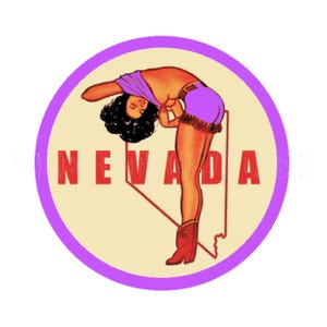 autocollant | Étiquette autocollant autocollant NV State Bikini Girl Nevada des années 1950