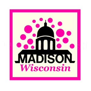 Aufkleber | 1970er Jahre Wisconsin Madison Gebäude Capklemme Aufkleber Beschriftung
