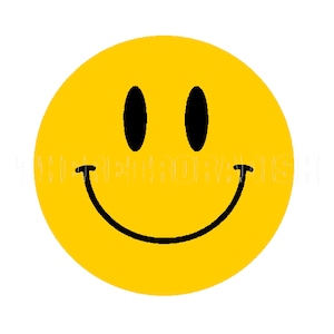 Pegatina / Calcomanía hippie psicodélica de los años 70 con cara sonriente de paz y amor y gran sonrisa
