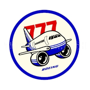 Sticker | 1990s Cartoon Jet Airplane Boeing 777 Sticker Decal Label
