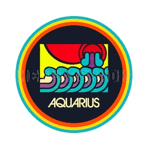 autocollant | Verseau astrologie des années 1960 Hippie trippy coloré astrologique signe astrologique Verseau Sticker sticker