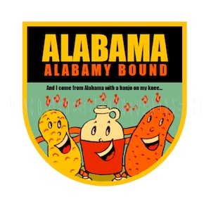autocollant | Jolie cruche chantante Moonshine des années 50 et ses amis « We're Alabmy Bound » Alabama Sticker