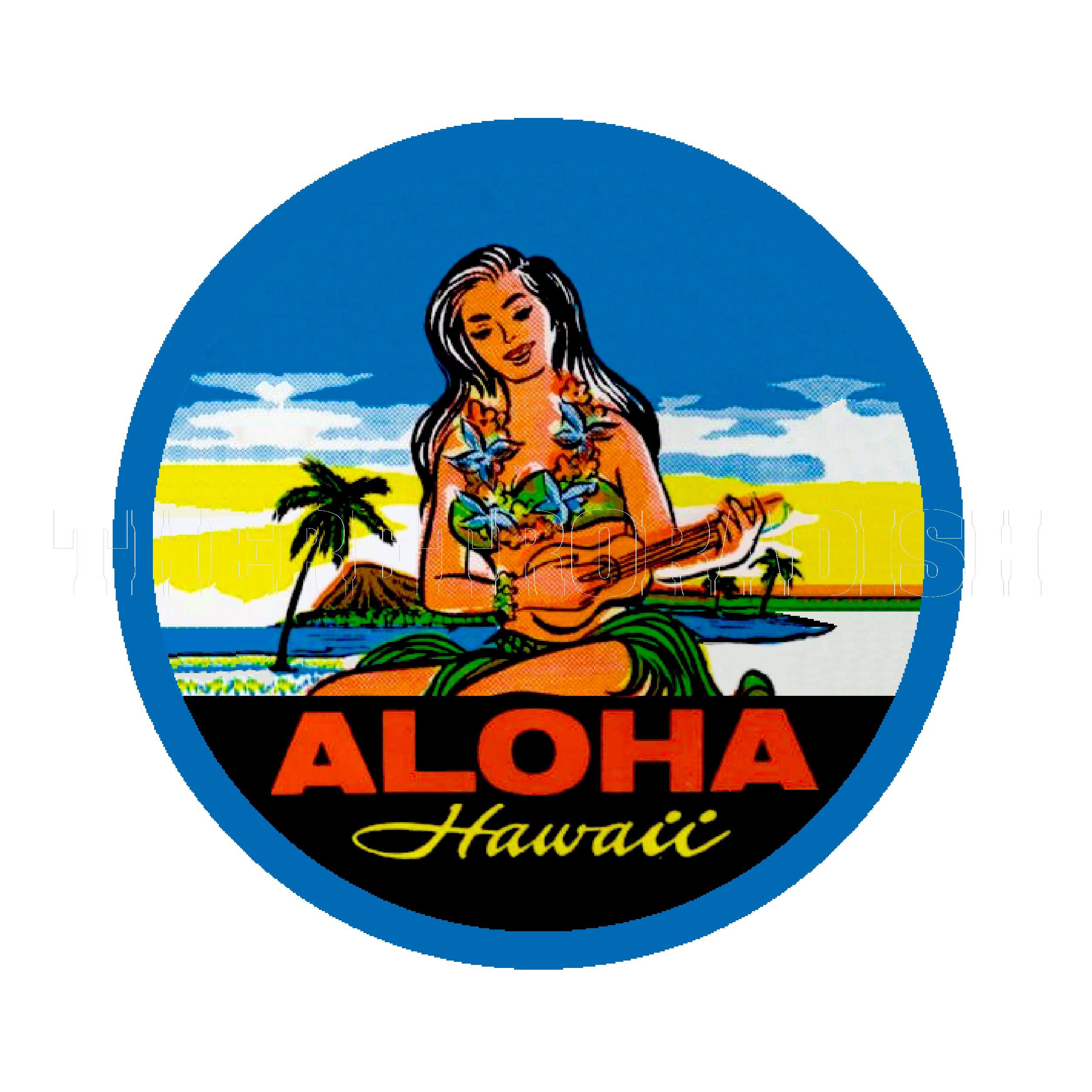 Sticker | 1950s Aloha Hawaii Hula Girl Sticker: Retro Travel Decal - Etsy