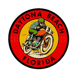 Aufkleber | 50er Jahre Biker Florida Vintage Racing Motorrad Daytona Beach Sticker Aufkleber Label