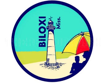 Sticker  |  1960s Mississippi Light House Biloxi Mississippi Sticker Decal Label