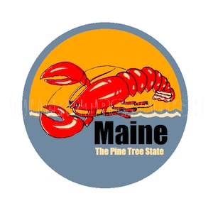 Maine Lobster Sticker: 1960s Retro Travel Decal