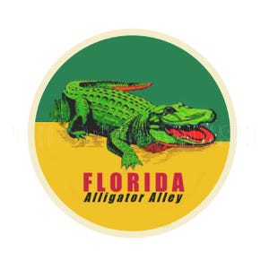 Adesivo / Etichetta adesiva Florida State Alligator Alley degli anni '70