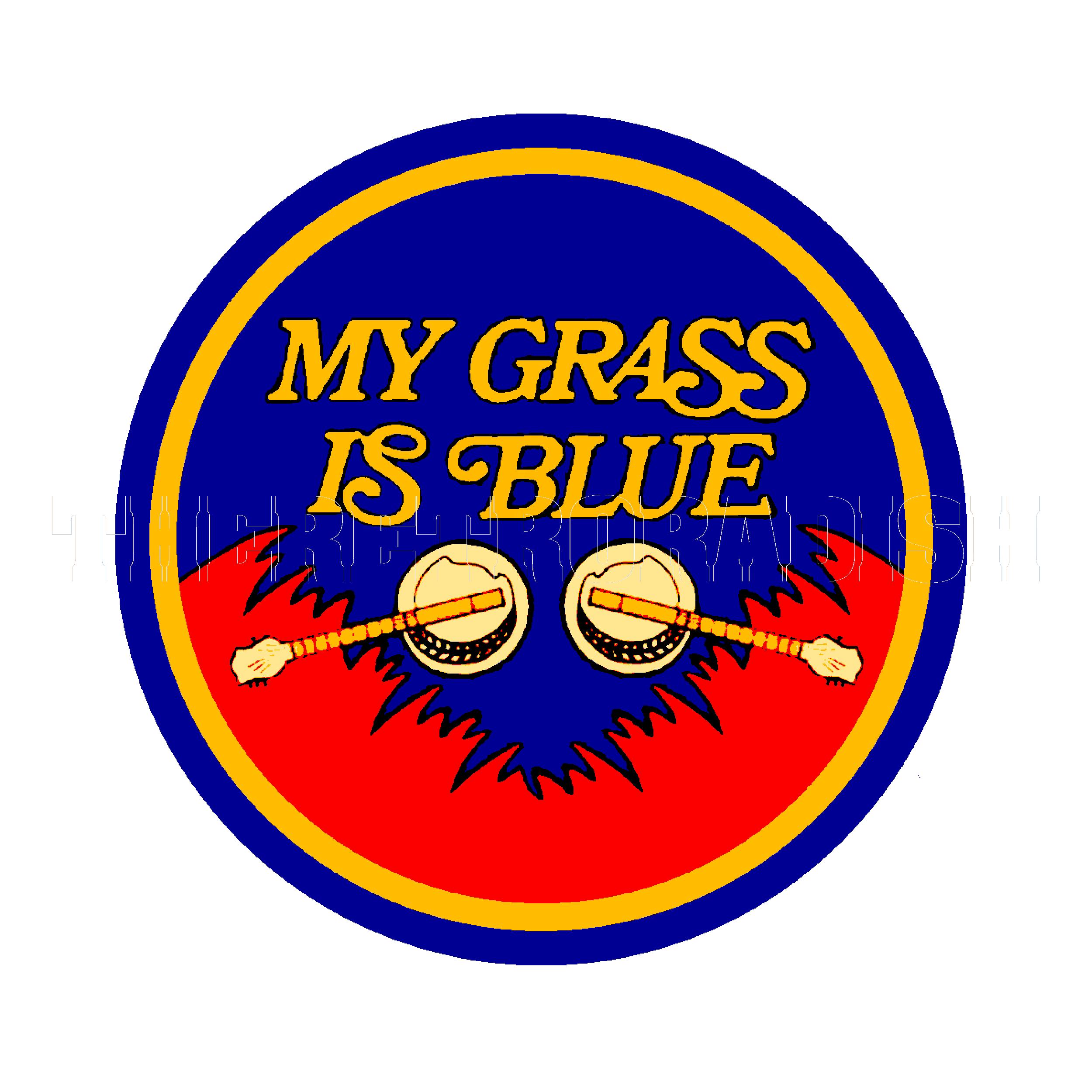 ステッカー | 1950 年代のナッシュビル カントリー ブルーグラス ミュージック「My Grass Is Blue」バンジョー付き ブルーグラス ステッカー デカール ラベル