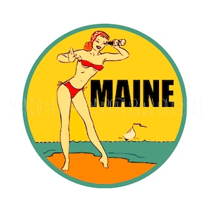 Sticker | 1950s ME State Maine Sticker Decal Label