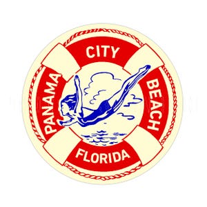 Aufkleber | 1960er Jahre FL State Girl taucht in den Ozean Panama City Beach Florida Aufkleber Aufkleber Etikett