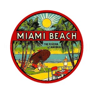 Adesivo / Etichetta adesiva Florida State Riviera of America Miami Beach Florida anni '50