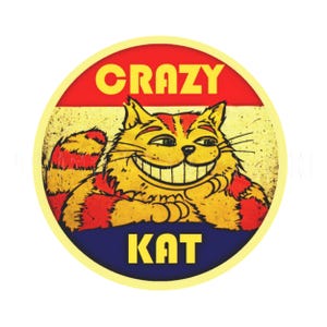 Aufkleber |  1970er Jahre für Crazy Cat in your Life Crazy Kat Sticker Decal Label