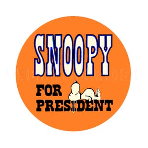 Sticker | 1970s Orange Cute Snoopy Taking a Nap on his Kennel Roof Snoopy for President Sticker Decal Label