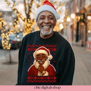 Hip Hop Black Santa PNG: Urban Christmas Clipart, Grillz Santa (Digital Download)