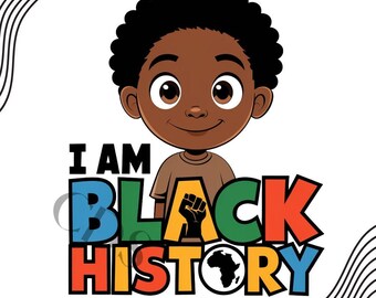I Am Black History African American Girl Clipart PNG, Black History Month, Sublimation, PNG Files