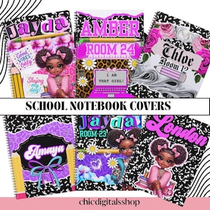Editable School Notebook Covers | Composition Book Canva Templates | Printable Custom Covers for Girls