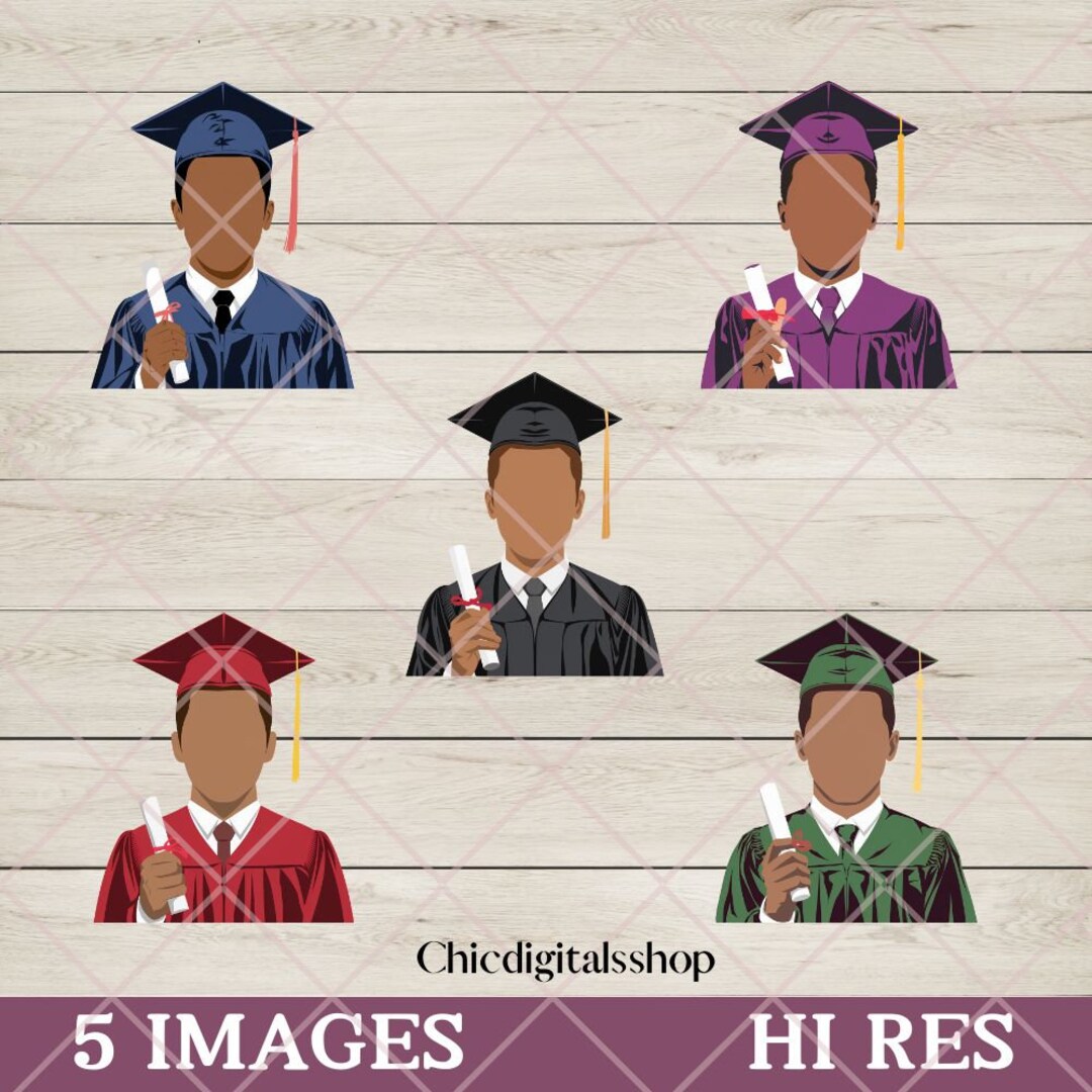 Graduation Bundle PNG Templates 5 Diverse Cap & Gown Graduate Designs ...