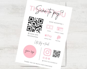 Editable &quot;Scan to Pay&quot; Card Template Business Templates Pay Templates