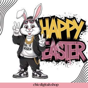 Hip Hop Osterhase PNG | Osterhase Clipart | Streetwear Bunny Sublimation |Swag Osterdesign| Digitaler Download für T-Shirts & Mehr