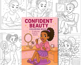 Livre de coloriage Une beauté confiante pour les préadolescents | Empowering Fashion (téléchargement numérique)