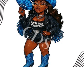 Where them Fans At Clip Art Boots on CowboysGlamCowgirl PNG Afrocentric Black Woman Digital Clipart Western Boots Sublimation Graphic