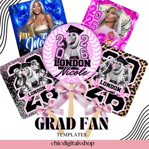 Glam Graduation Fan Template: Class of 2026, DIY Party Decor (Digital Download)