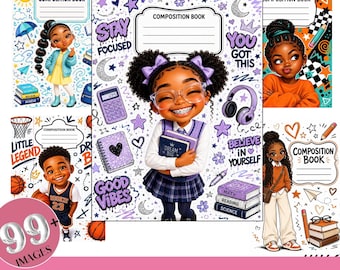 99+ Editable Composition Book Covers | Canva Notebook Mega Bundle | Back-to-School Templates