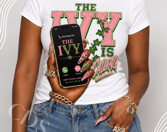 AKA "The Ivy Is Calling" PNG | Pink Green Sorority Design (Digital Download)