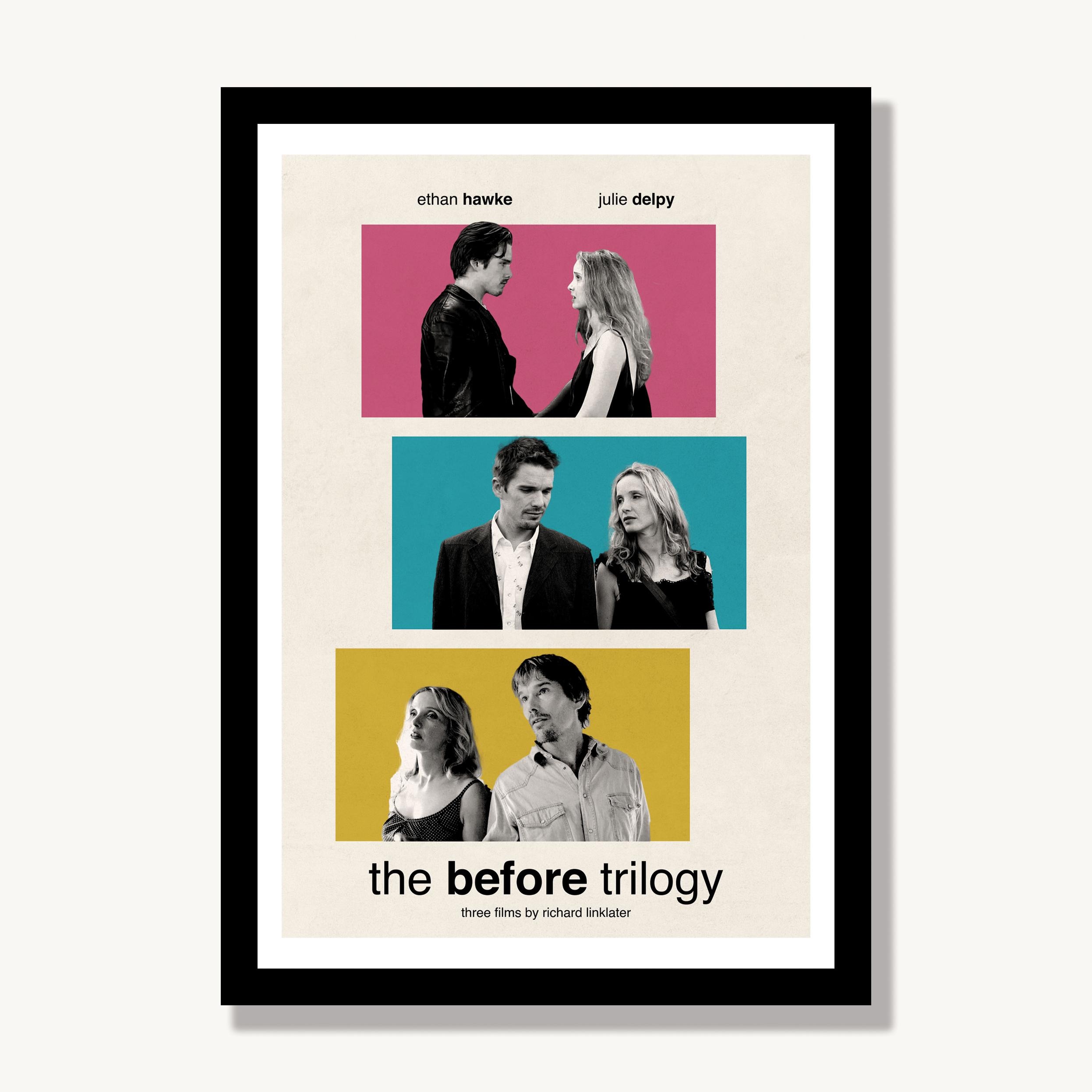 Before Trilogy Movie Poster - Vintage Style Wall Art Decor - Before Sunrise/Before Sunset/Before Midnight Romance Film Starring Ethan Hawke