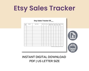 Etsy Sales Tracker: Shop Planner, Business Printable (PDF Download)