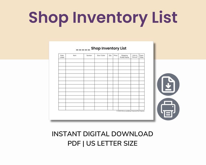 Smallwares Inventory.pdf Shop Inventory List Printable, Pdf Printable, Business Planner, Pdf ...