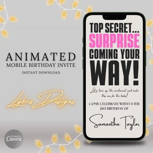 Top Secret Surprise Coming Your Way! | Editable Birthday E-Card Party Invitation | Instant Download for a Fun Party Celebration | eCard