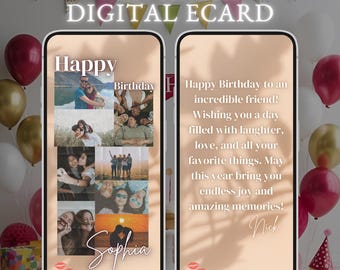 Photo Collage Birthday eCard: Editable Canva Template (Digital Download)