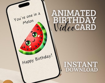 Funny Watermelon Birthday eCard: Animated Digital Greeting (Instant Download)