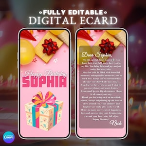 Großes Geschenk alles Gute zum Geburtstag E-Card | Sofortdownload | Bearbeitbare Geburtstagswünsche und bunte Geschenke für lustige Feste besondere Momente