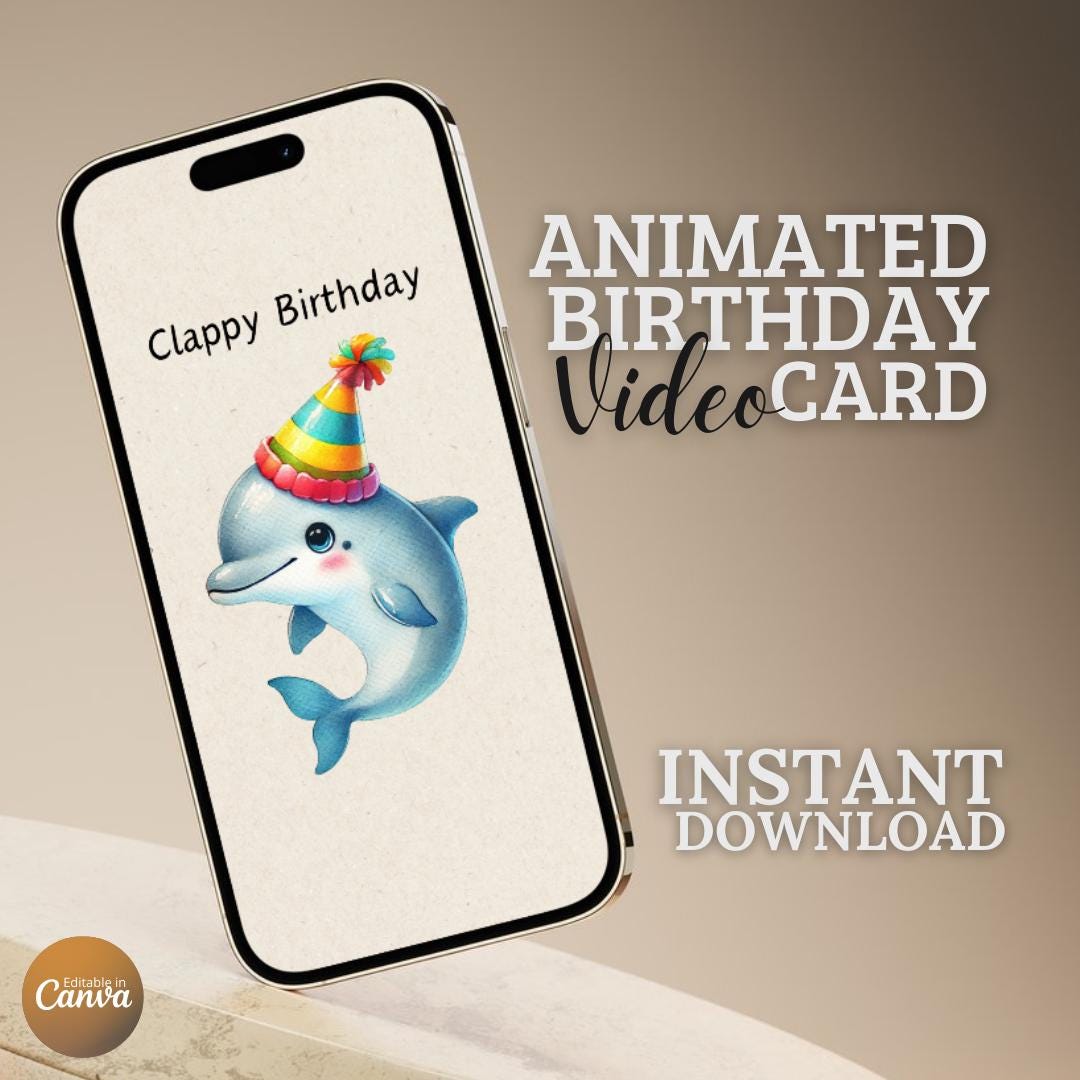 Clappy Birthday Dolphin Birthday Ecards, Instant Download, Animated ...
