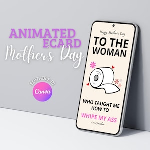 Aan de vrouw die me heeft geleerd hoe ik mijn kont moet verslaan Moederdagkaart, bewerkbare grappige digitale download, instant toiletpapier hartsjabloonkaarten