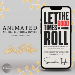 Birthday E-Card Party Invitation | Let The Good Times Roll! | Instant Download & Editable for Fun Celebrations and Parties | Birthday eCard