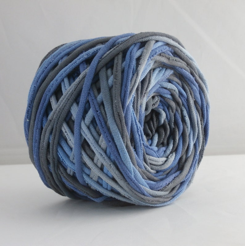 T Shirt Yarn Hand Dyed Blue Gray Yarn Blue Grey Yarn Jersey Etsy