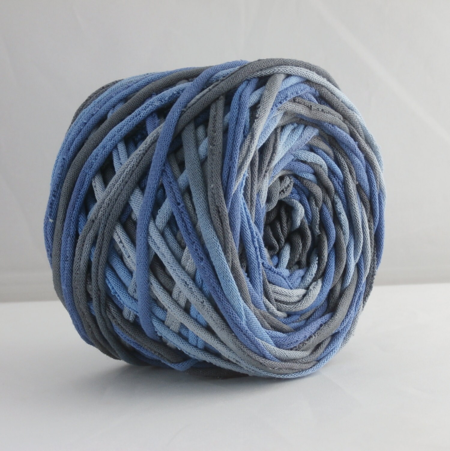 T Shirt Yarn Hand Dyed Blue Gray Yarn Blue Grey Yarn Jersey Etsy