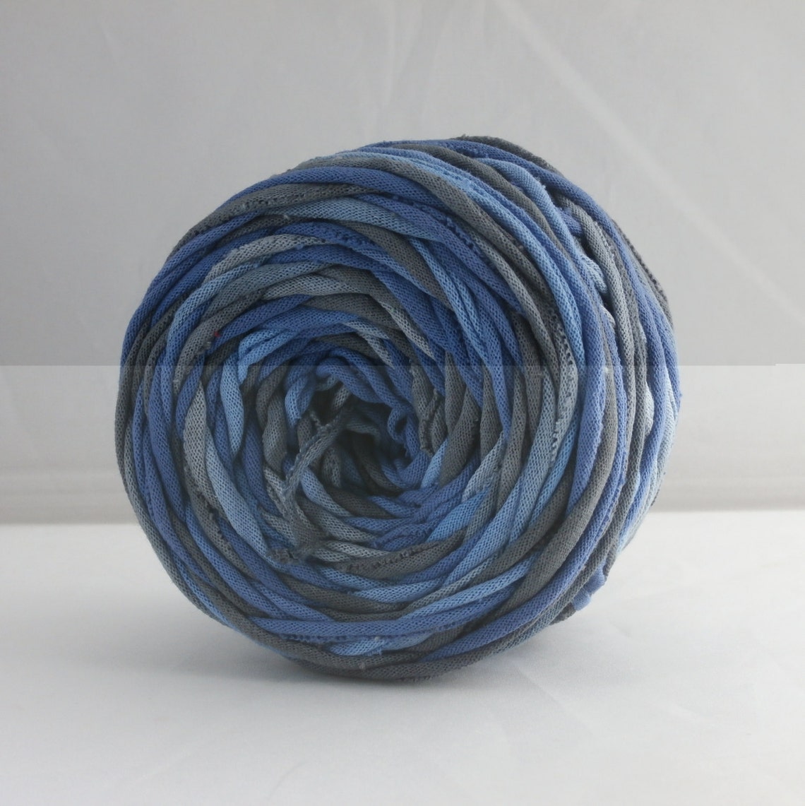 T Shirt Yarn Hand Dyed Blue Gray Yarn Blue Grey Yarn Jersey Etsy