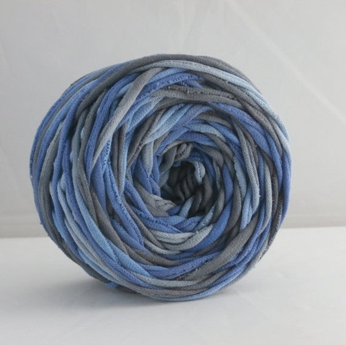 T Shirt Yarn Hand Dyed Blue Gray Yarn Blue Grey Yarn Jersey Etsy
