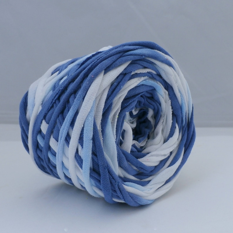 T Shirt Yarn Hand Dyed Blue/white Chunky Yarn Tshirt Yarn Etsy