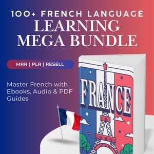100+ Mega Bundle per l'apprendimento della lingua francese - Padroneggia il francese con e-book, audio e guide PDF / MRR incluso, grammatica francese, studio del francese, PLR