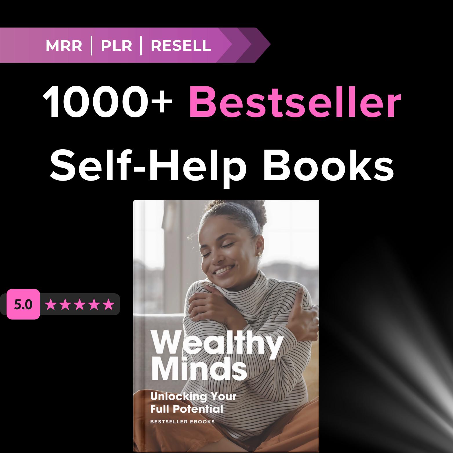 1000+ Bestseller Self-Help & Mind Improvement Books (MRR), Self-help books, Personal growth, Mindset mastery, Success, Motivation, Wealth