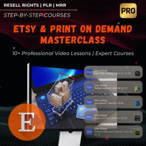Etsy & Print On Demand Masterclass | Komplett kurs + 10+ mallar | SEO, trender, annonser, konfiguration | PLR + MRR | Rebrand, Sell, Pro-kurs