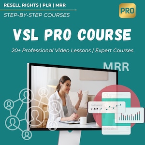 Curso VSL / Más de 10 lecciones de cartas de venta en video / Escritura de guiones, embudos de ventas, edición, narración de historias / PLR + MRR / Rebranding y venta, cursos en video