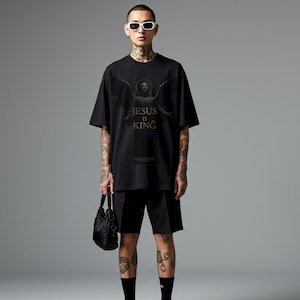 Jesus is king | Heavy Cotton Tee, Minimal Christian Streetwear Tee | Faith Luxury Shirt | Unisex Gospel Statement Tee, God, Jesus, Gospel