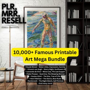 Mega Bundle con oltre 10.000 opere d'arte famose da stampare / Monet, Van Gogh, Da Vinci, Picasso / Diritti di rivendita, PLR, MRR, famose opere d'arte da parete, poster, dipinti.